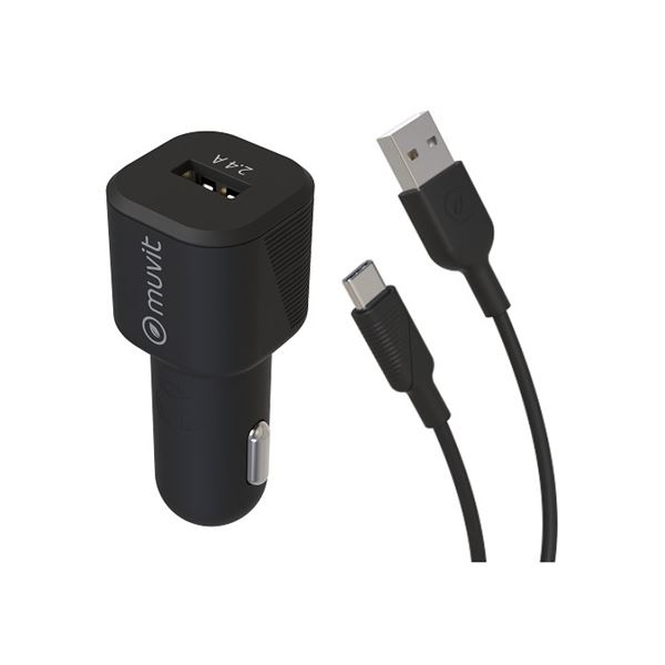 Pack chargeur allume cigare 2.4 A + câble USB C MUVIT FOR CHANGE