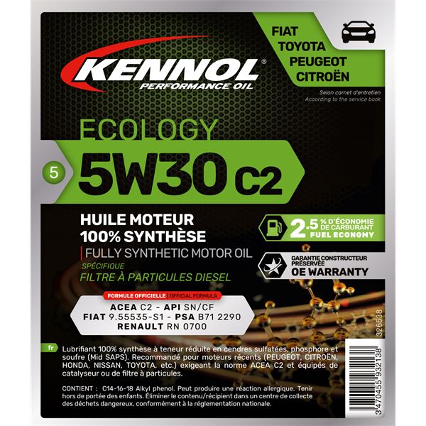 Huile moteur KENNOL Ecobox Essence/Diesel 5W30 C2 5L