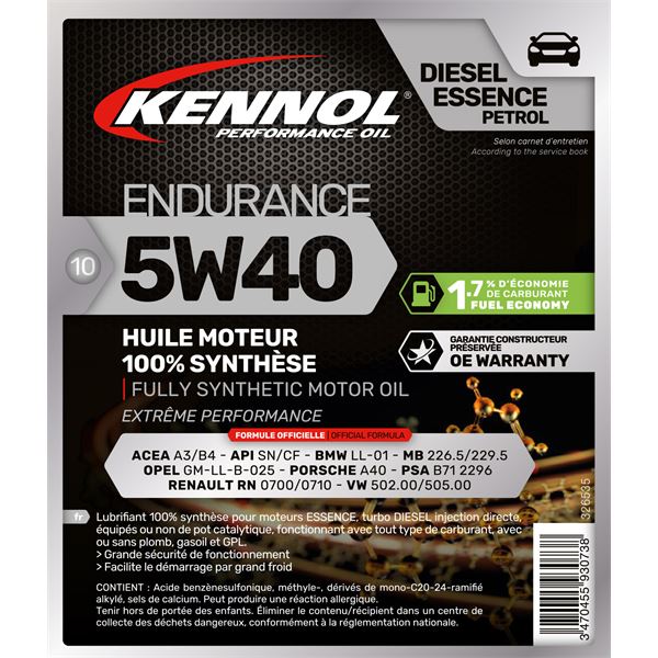 Huile moteur KENNOL Ecobox Essence/Diesel 5W40 A3/B4 5L