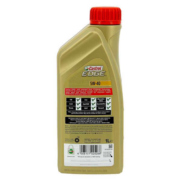 Huile moteur CASTROL Edge C3 Essence/Diesel 5W40 1L