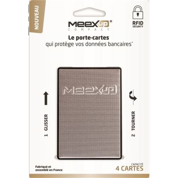 Porte 4 cartes MEEXUP argent sur cartonnette indéchirable