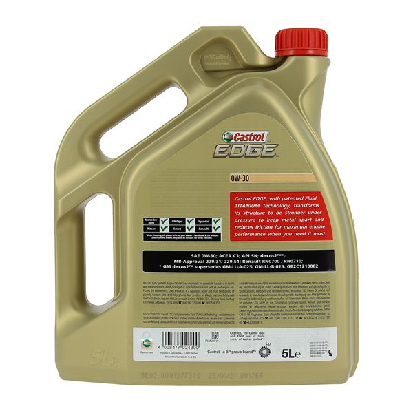 Huile moteur CASTROL Edge C3 Essence/Diesel 0W30 5L