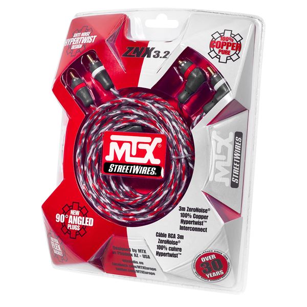 Câble RCA stéréo 3m 100% cuivre MTX ZNX3.2