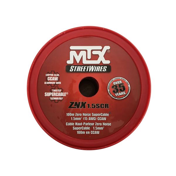 Rouleau 100 mètres de câble haut-parleur 2x1.5mm² MTX ZNX1.5SCR