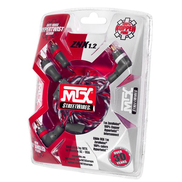 Câble RCA stéréo 1m 100% cuivre MTX ZNX1.2