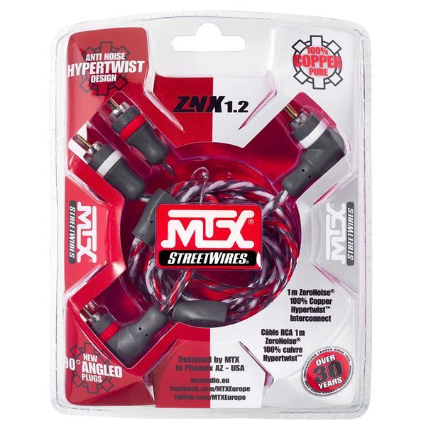Câble RCA stéréo 1m 100% cuivre MTX ZNX1.2