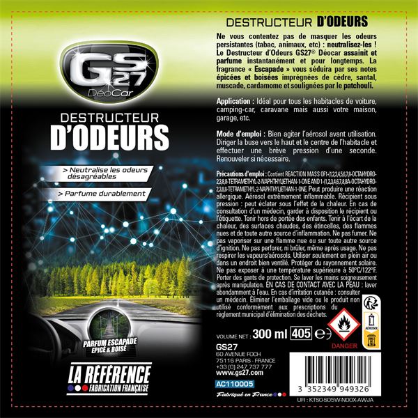 Destructeur d'odeurs