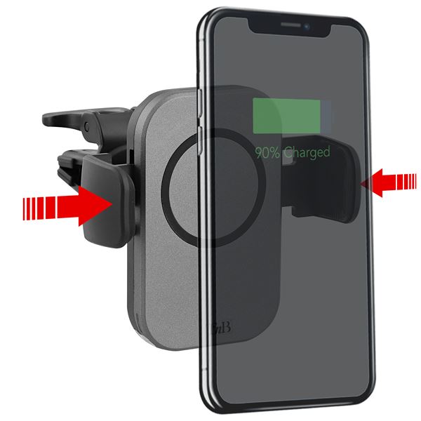 Support charge à induction 15W mâchoire ventouse et grille d'aération premium