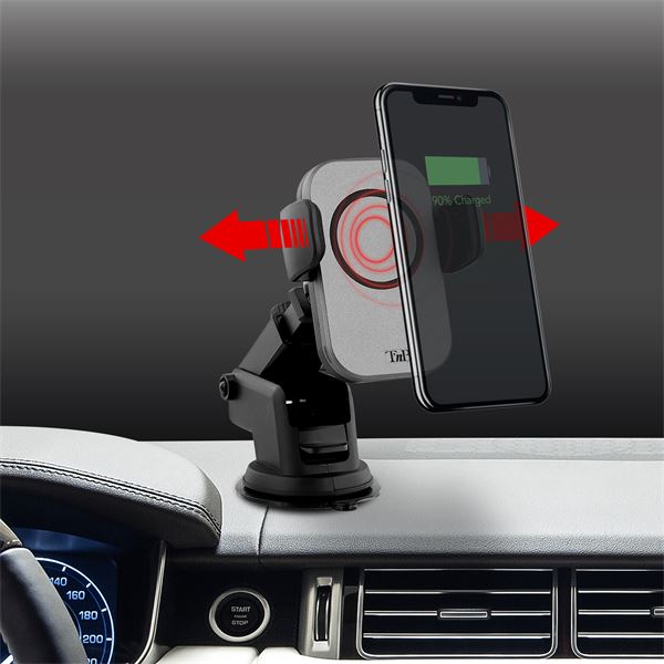 Support charge à induction 15W mâchoire ventouse et grille d'aération premium