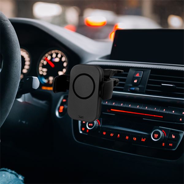 Support charge à induction 15W mâchoire ventouse et grille d'aération premium