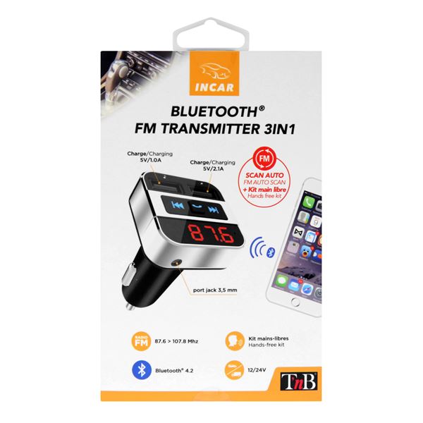 Transmetteur FM Bluetooth kit mains libres T'nB