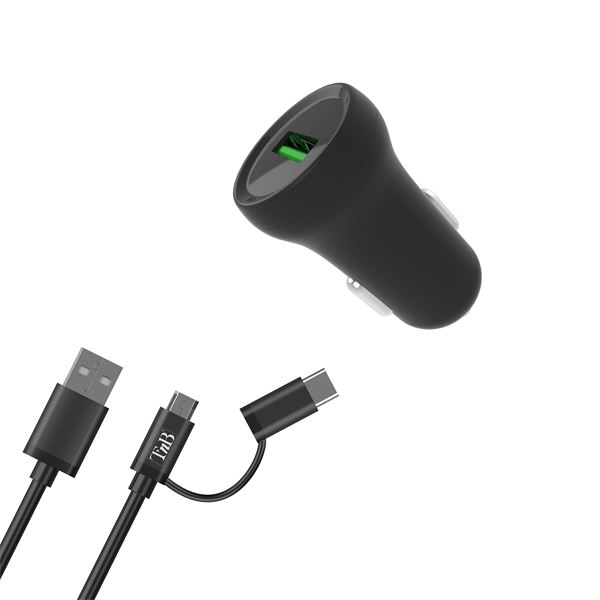 Chargeur allume-cigare et câble 2 en 1 micro USB / USB-C TNB
