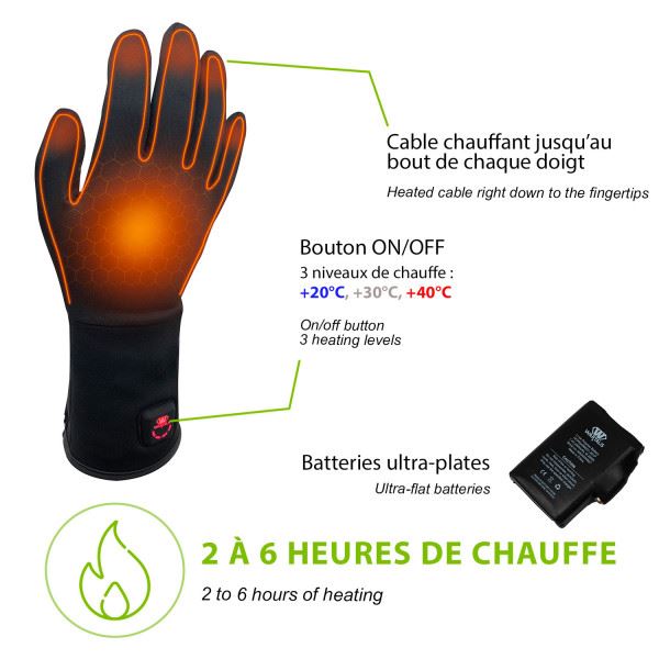 Gants chauffants fins Sancy XXS/XS