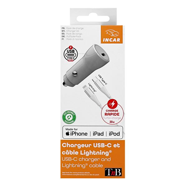 Chargeur lightning + cable 1m 3A TNB