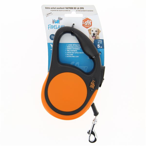 Laisse rétractable pour chien 5m orange