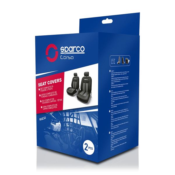 2 HOUSSES AVANT SPARCO GRIS/ NOIR