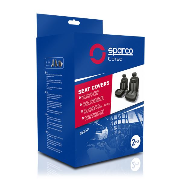 2 HOUSSES AVANT SPARCO GRIS/ NOIR