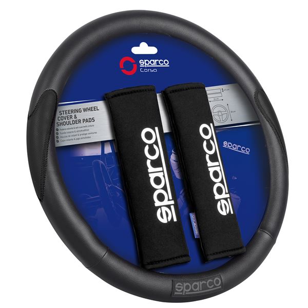 PACK COUVRE VOLANT + 2 FOURREAUX NOIRS SPARCO SPC1116KBK