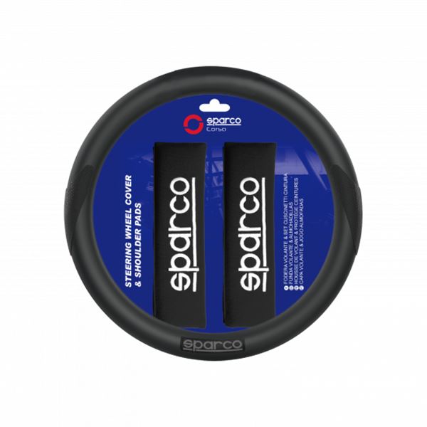 PACK COUVRE VOLANT + 2 FOURREAUX NOIRS SPARCO SPC1116KBK