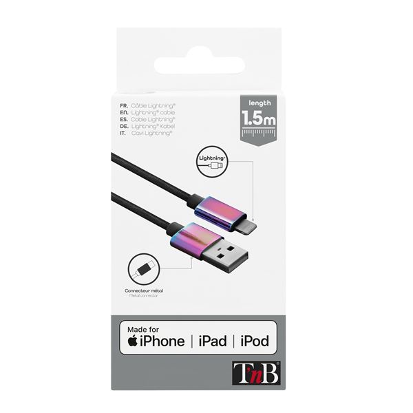 Câble USB/Lightning 1.50m nylon TNB
