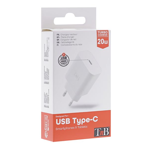 Chargeur secteur USB-C Power Delivery 20W - blanc