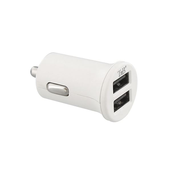 Chargeur allume-cigares double USB 2.4A - blanc TNB