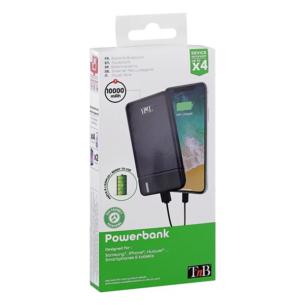 Batterie de secours 10 000mAh - noir