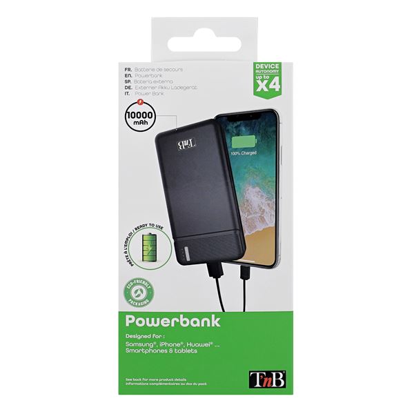 Batterie de secours 10 000mAh - noir