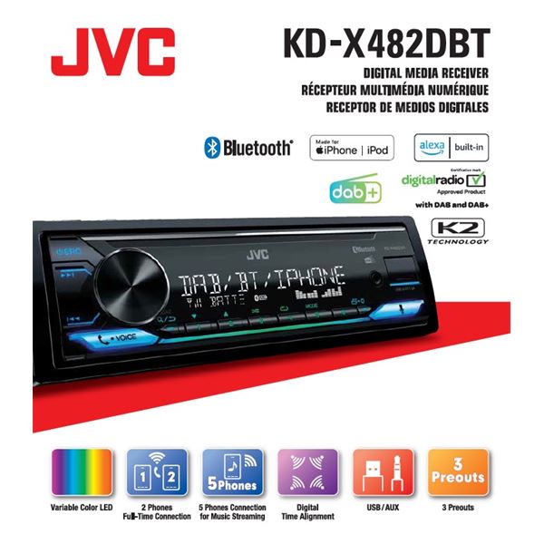 Autoradio Bluetooth DAB+ KD-X482DBT JVC