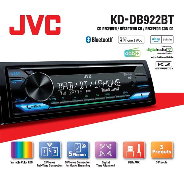 Autoradio Bluetooth DAB+ KD-DB922BT JVC