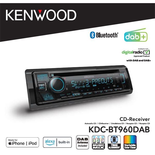 Autoradio KDC-BT960DAB + Antenne DAB+ Kenwood