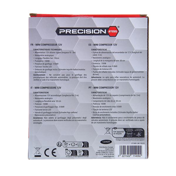 Mini compresseur 12V PRECISION STEEL