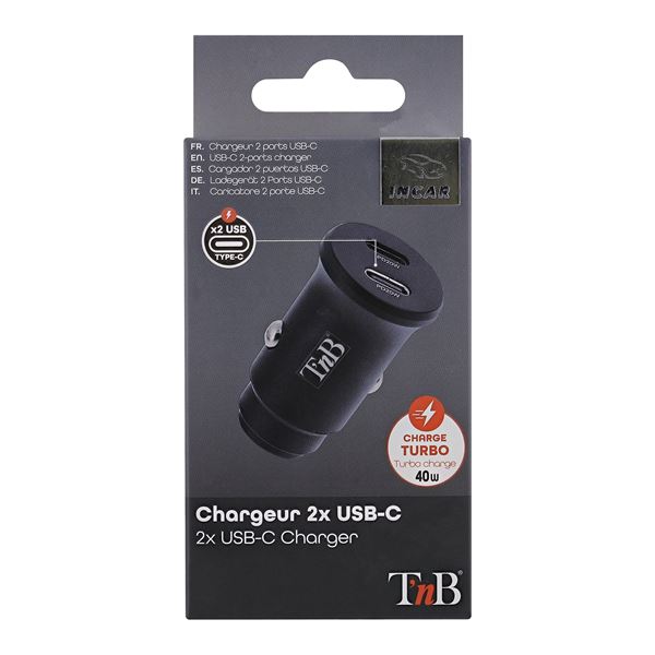 Chargeur allume-cigares 2 USB-C 40W T'nB