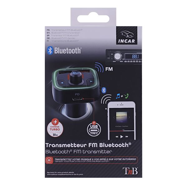 Transmetteur FM Bluetooth 5.0 kit mains libres et charge rapide T'nB
