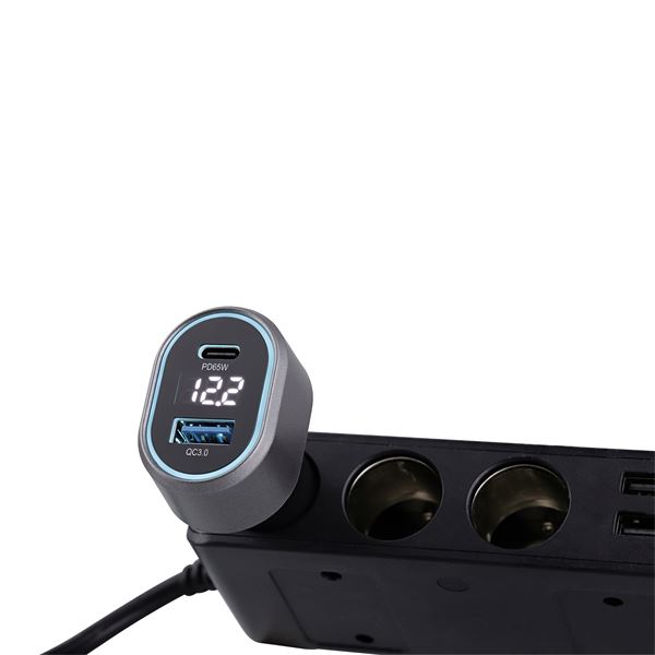 Chargeur allume-cigares 1 USB et 1 USB-C QC et PD 83W