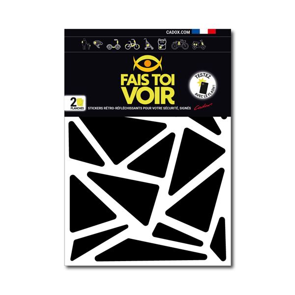 Stickers rétro réfléchissants triangles noir Fais Toi Voir x2 planches