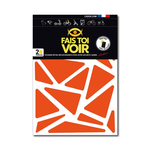 Stickers rétro réfléchissants triangles orange Fais Toi Voir x2 planches
