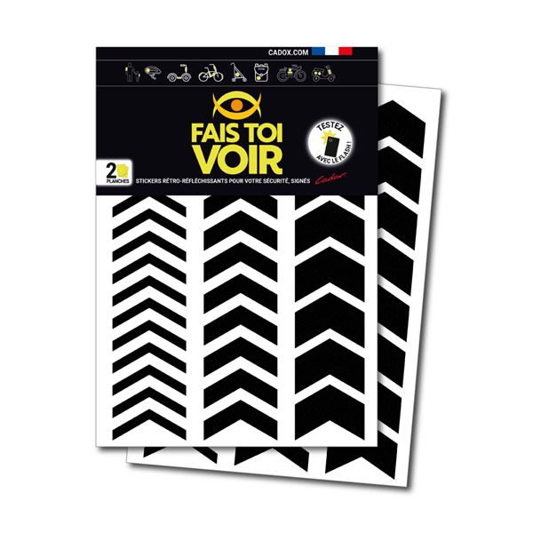 Stickers rétro réfléchissants chevrons noir Fais Toi Voir x2 planches