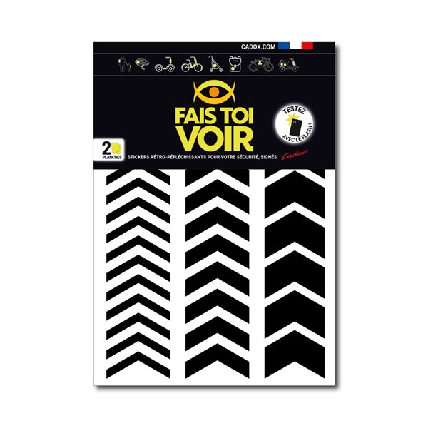 Stickers rétro réfléchissants chevrons noir Fais Toi Voir x2 planches