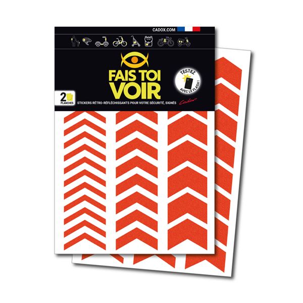 Stickers rétro réfléchissants chevron orange Fais Toi Voir x2 planches