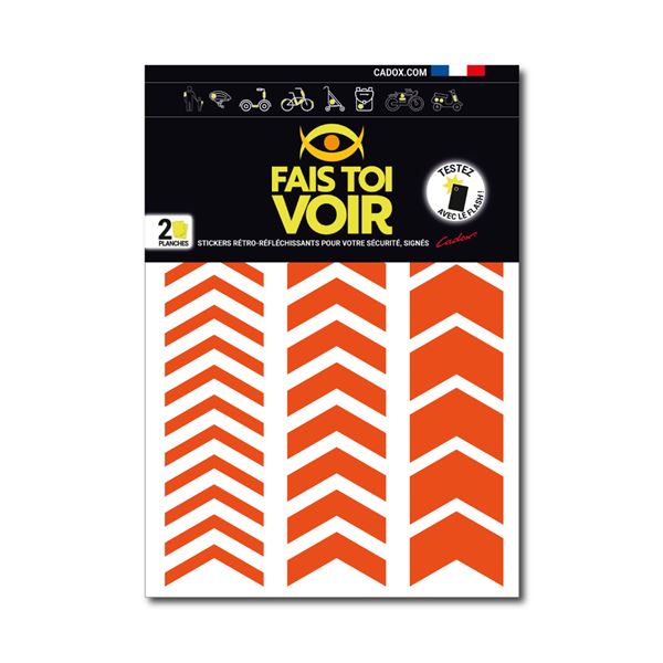 Stickers rétro réfléchissants chevron orange Fais Toi Voir x2 planches