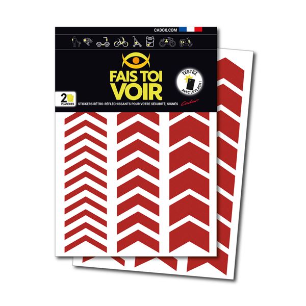 Stickers rétro réfléchissants chevrons rouge Fais Toi Voir x2 planches