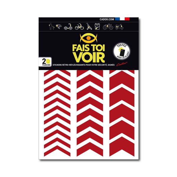 Stickers rétro réfléchissants chevrons rouge Fais Toi Voir x2 planches