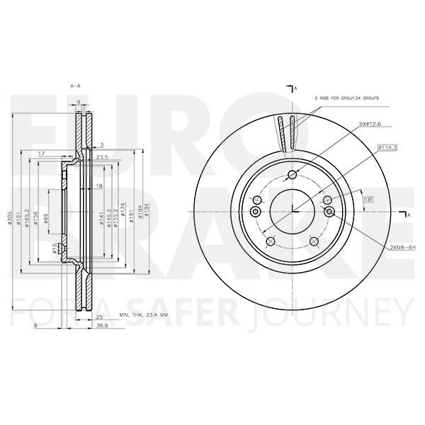 1 disque de frein avant Eurobrake 5815313458