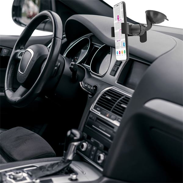 WAY - Support voiture pince à fixation ventouse - noir