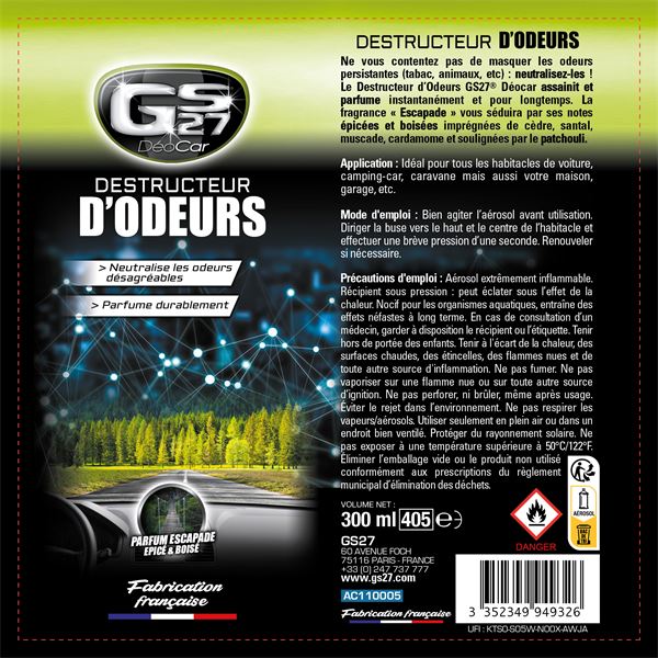 Destructeurs d'odeurs GS27