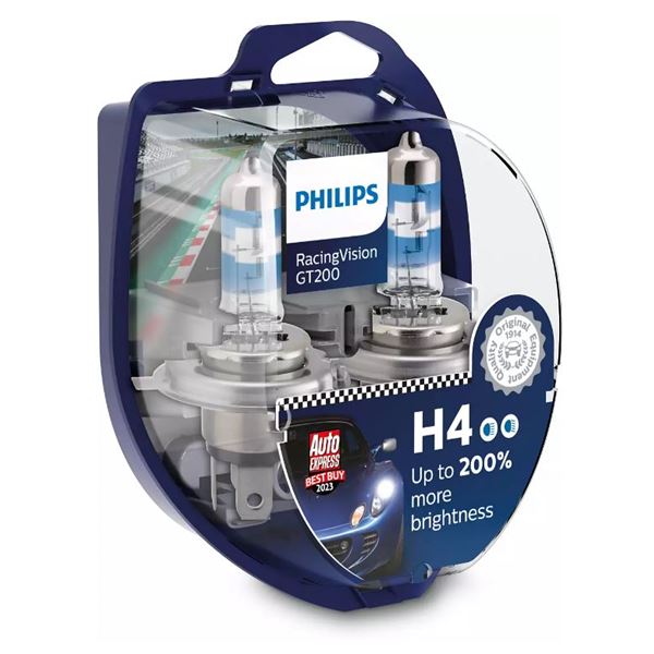2 ampoules Philips H4 RACING VISION GT200 (homologuées)
