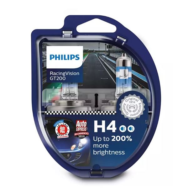 2 ampoules Philips H4 RACING VISION GT200 (homologuées)