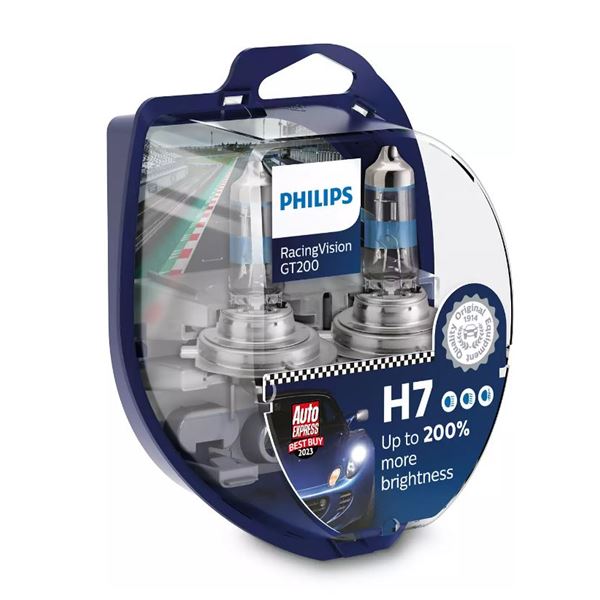 2 ampoules Philips H7 RACING VISION GT200 (homologuées)