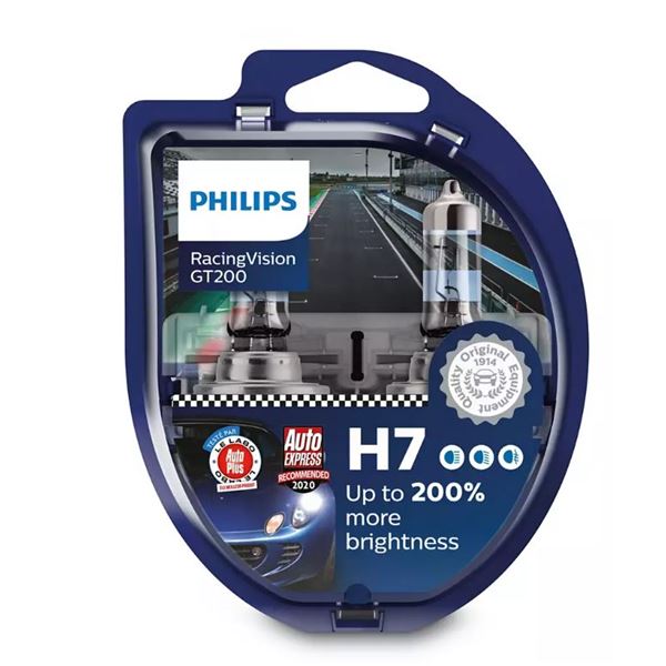 2 ampoules Philips H7 RACING VISION GT200 (homologuées)